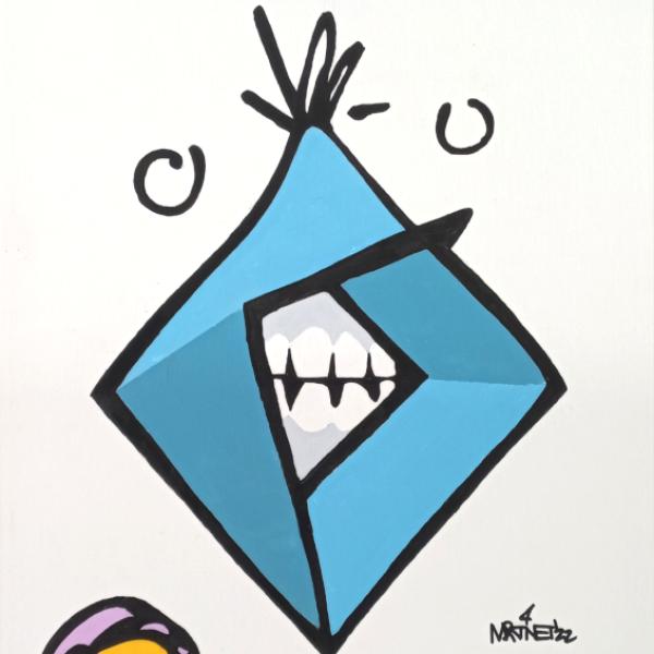 Painting of teeth inside geometric shape