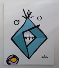 Painting of teeth inside geometric shape