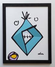 Painting of teeth inside geometric shape with black frame